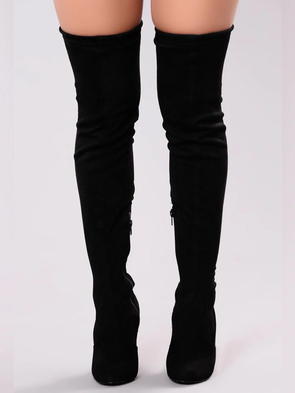 Over-the-Knee Black Suede Block Heel Boots